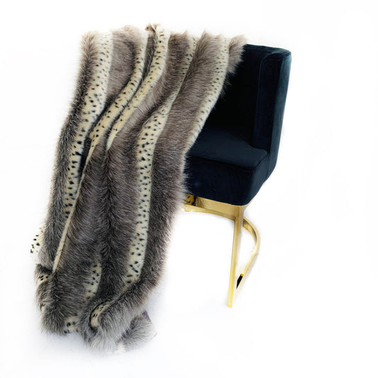 Plutus Gray Two Tone Feather Faux Fur Luxury Throw Blanket - Plutus Brands