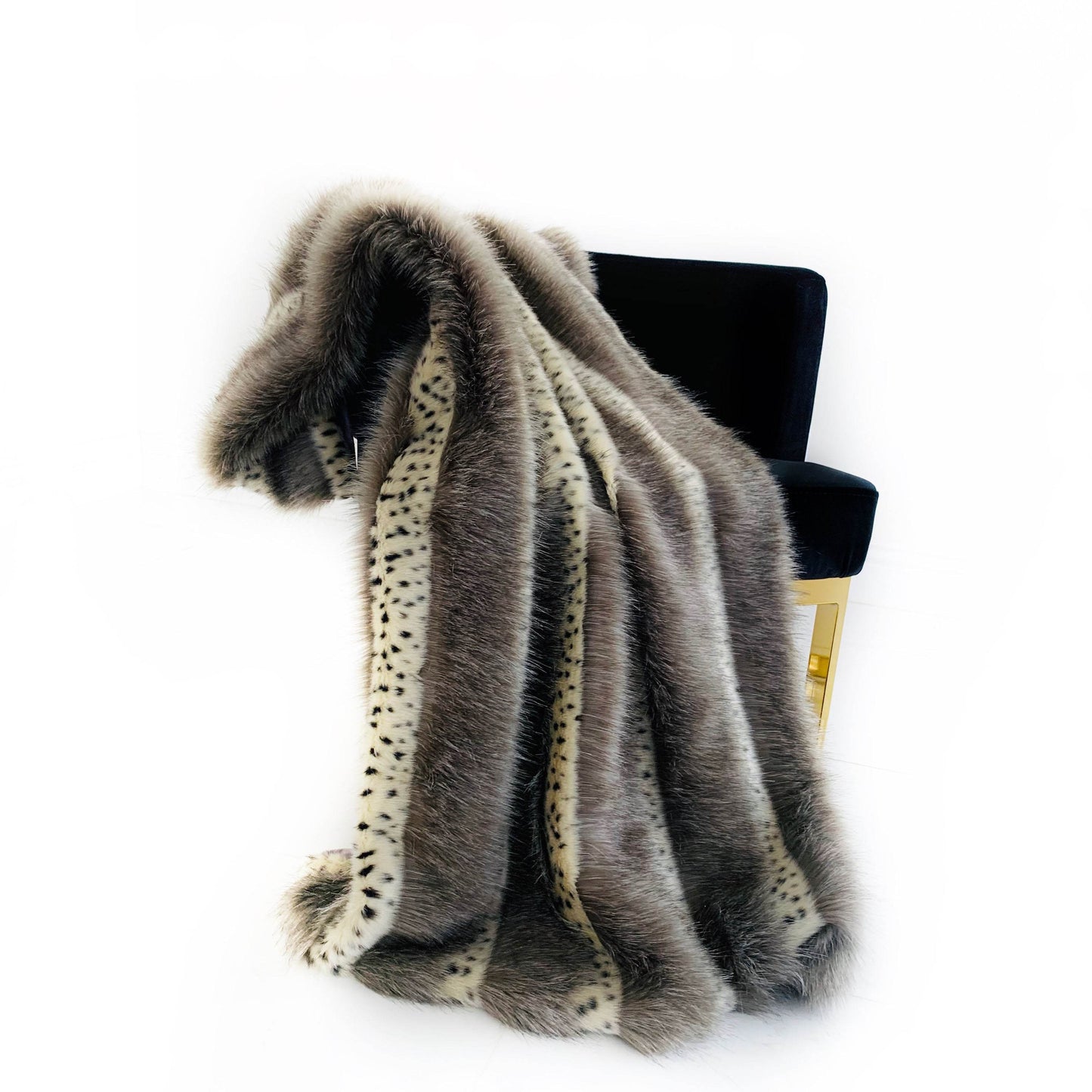 Plutus Gray Two Tone Feather Faux Fur Luxury Throw Blanket - Plutus Brands