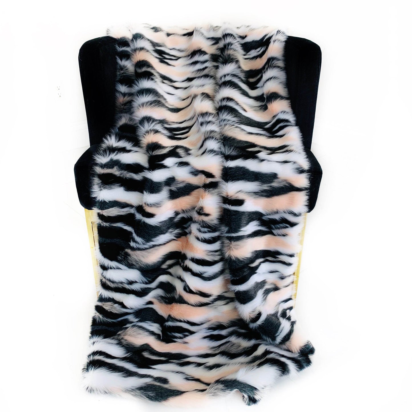 Plutus Black, White, Pink Fancy Faux Fur Luxury Throw Blanket - Plutus Brands