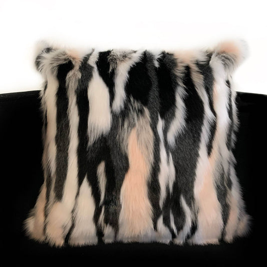 Plutus Black, White, Pink Fancy Animal Faux Fur Luxury Throw Pillow - Plutus Brands