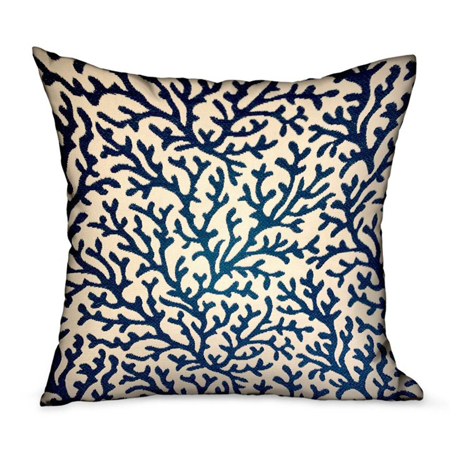 Sapphire Vines Blue, cream Floral Luxury Throw Pillow - Plutus Brands