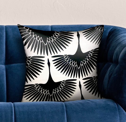 Black Swan Black Animal Motif Luxury Throw Pillow - Plutus Brands