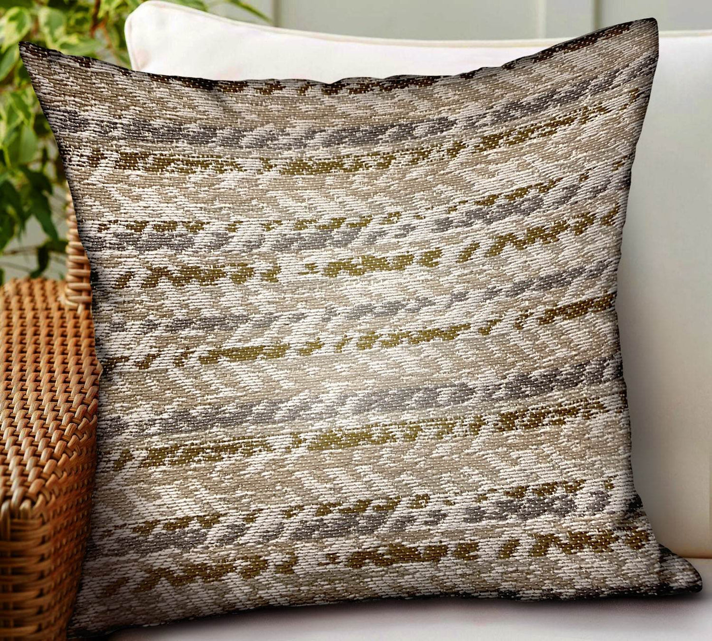 Antique Zane Brown Dobby Luxury Outdoor/Indoor Throw Pillow - Plutus Brands