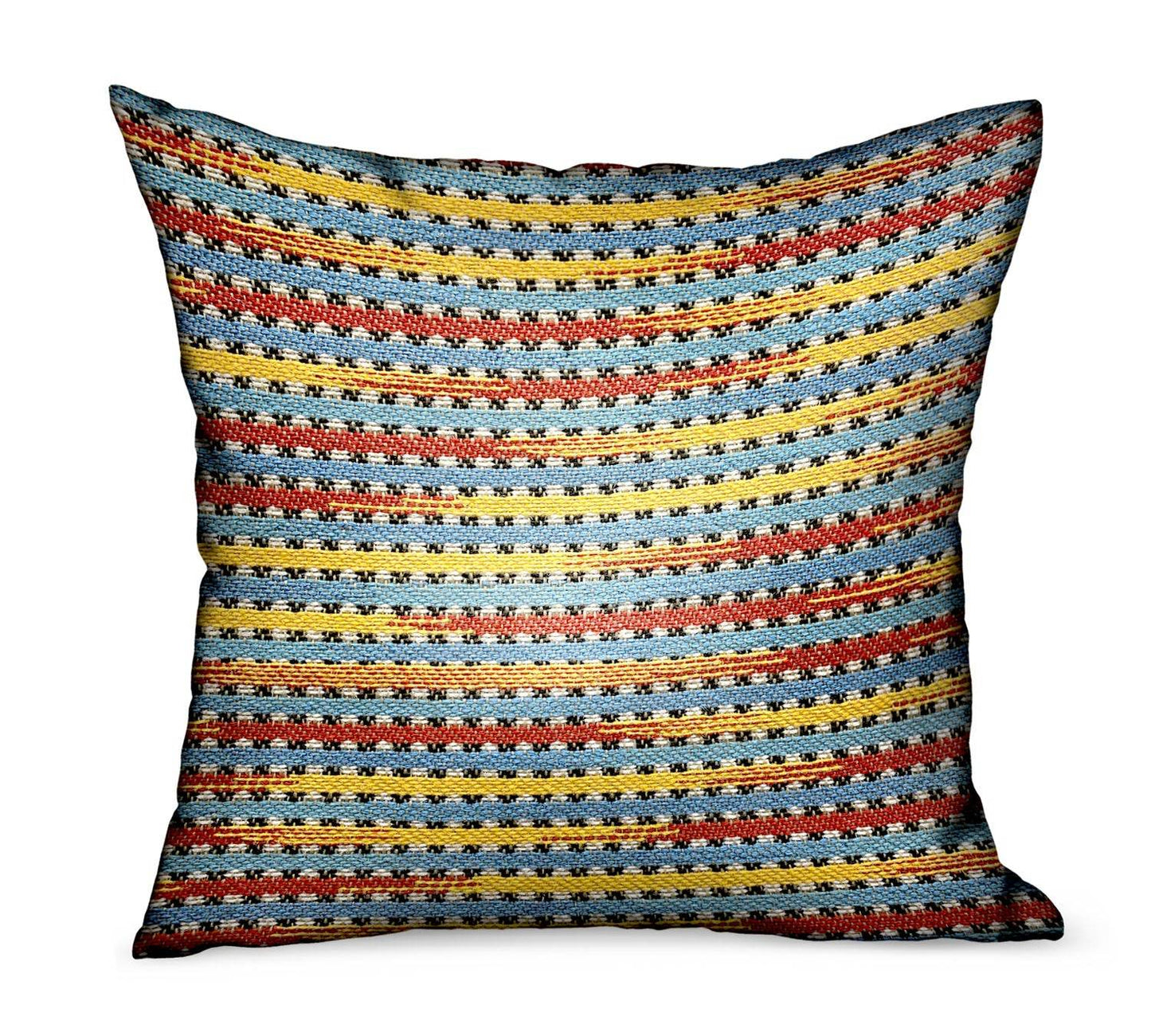 Vivid Stripe Red, Blue, Yellow Stripes Luxury Outdoor/Indoor Throw Pillow - Plutus Brands