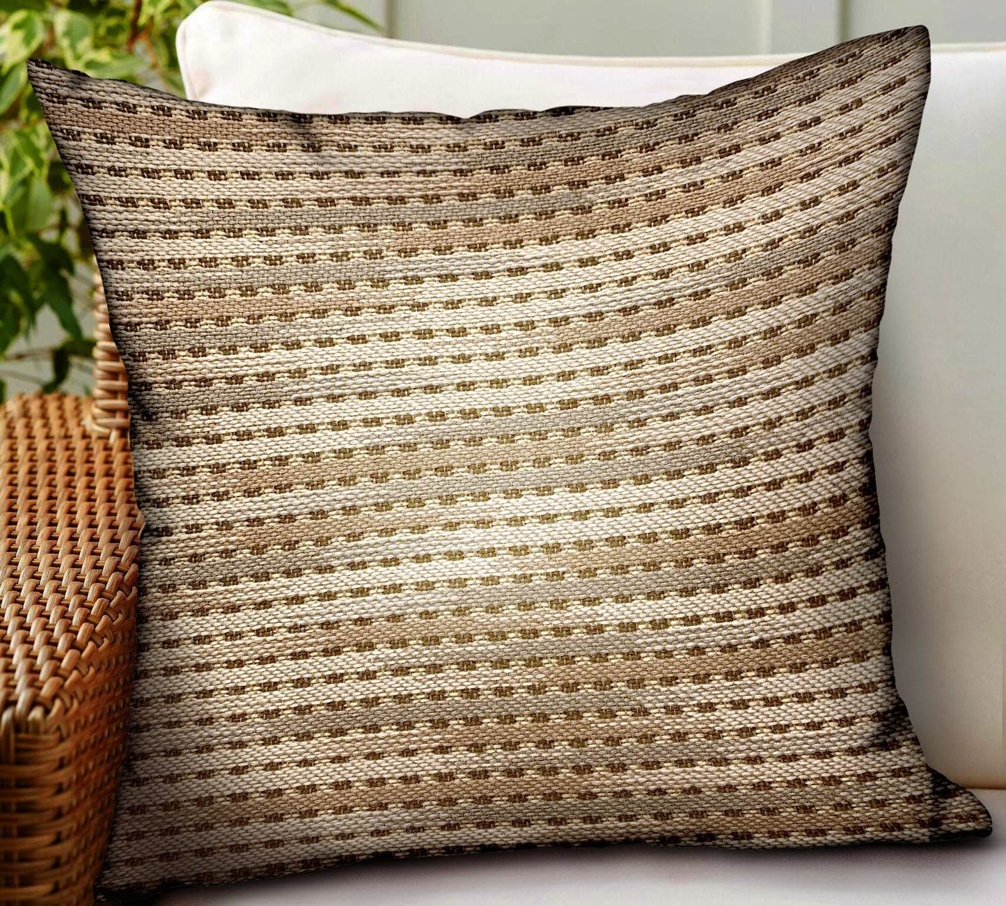 Tawny Edge Brown Stripes Luxury Outdoor/Indoor Throw Pillow - Plutus Brands