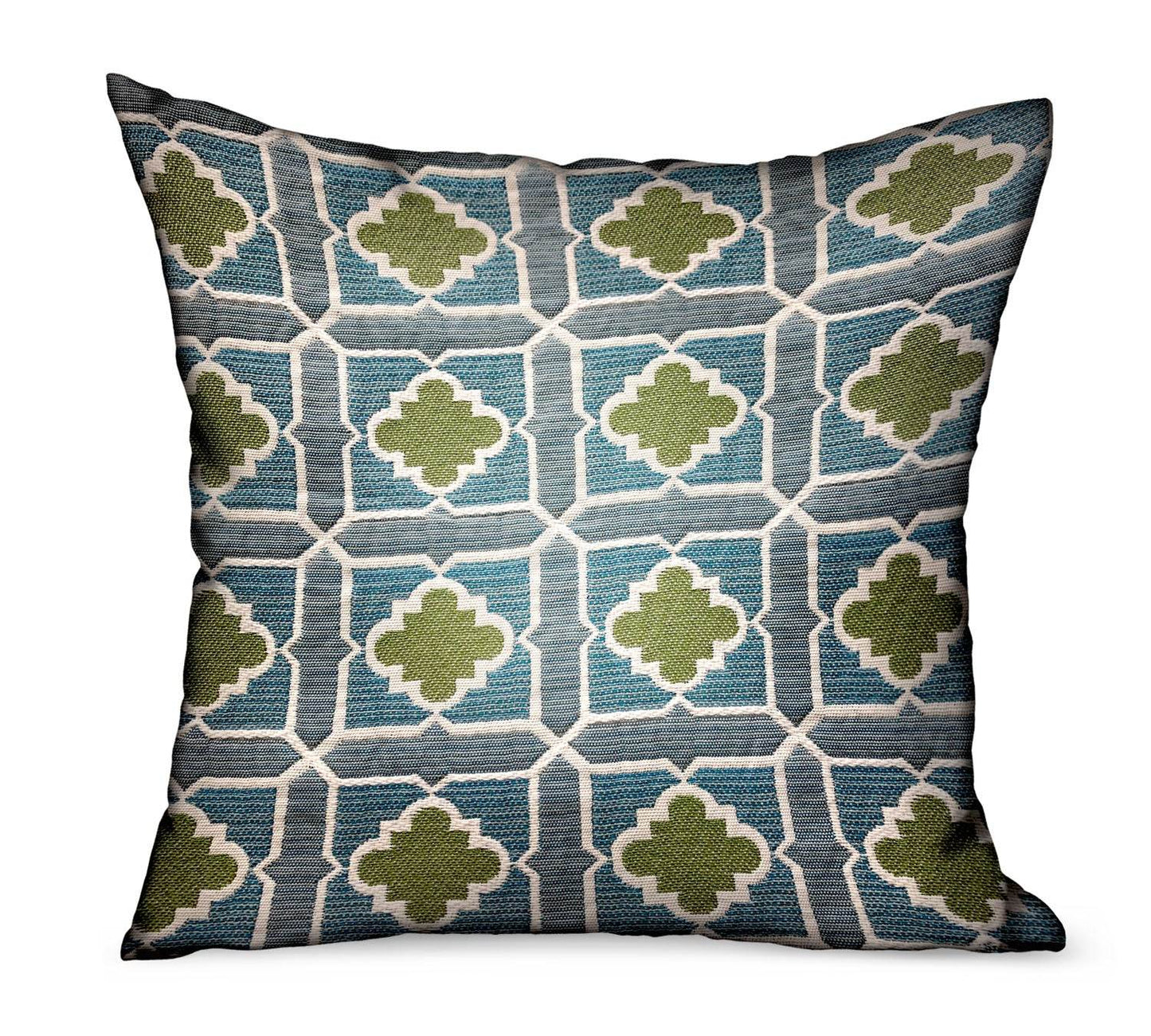 Shamrock Gem Blue, Green Geometric Luxury Outdoor/Indoor Throw Pillow - Plutus Brands
