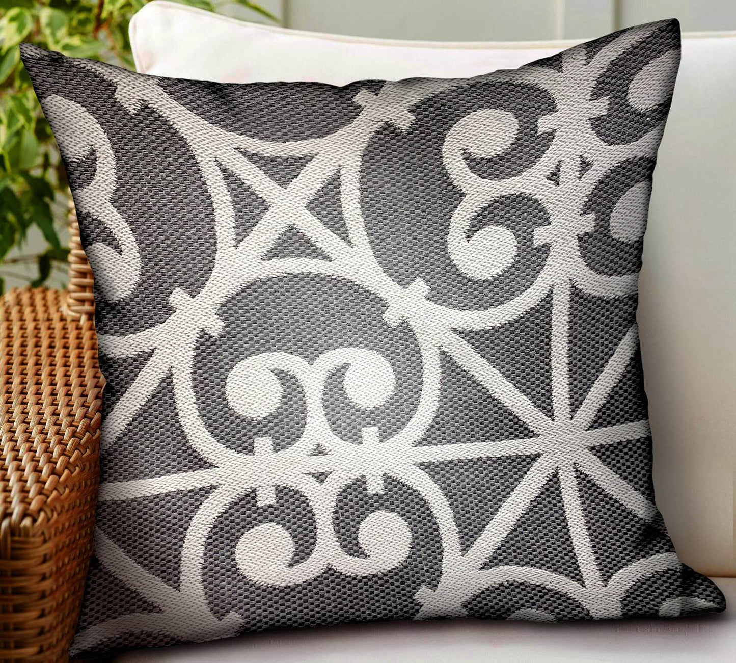 Abalone Truffle Gray Chevron Luxury Outdoor/Indoor Throw Pillow - Plutus Brands
