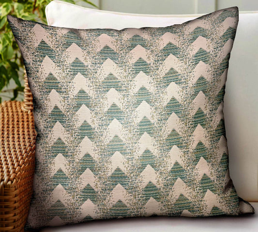 Forest Jade Sea Green Chevron Luxury Outdoor/Indoor Throw Pillow - Plutus Brands
