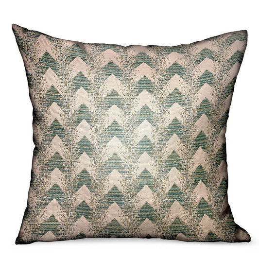 Forest Jade Sea Green Chevron Luxury Outdoor/Indoor Throw Pillow - Plutus Brands