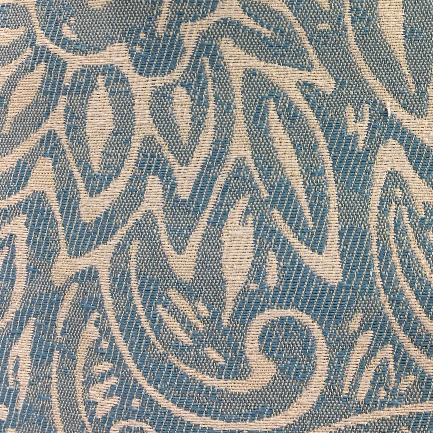 Serene Oasis Blue, Cream Floral Luxury Outdoor/Indoor Throw Pillow - Plutus Brands