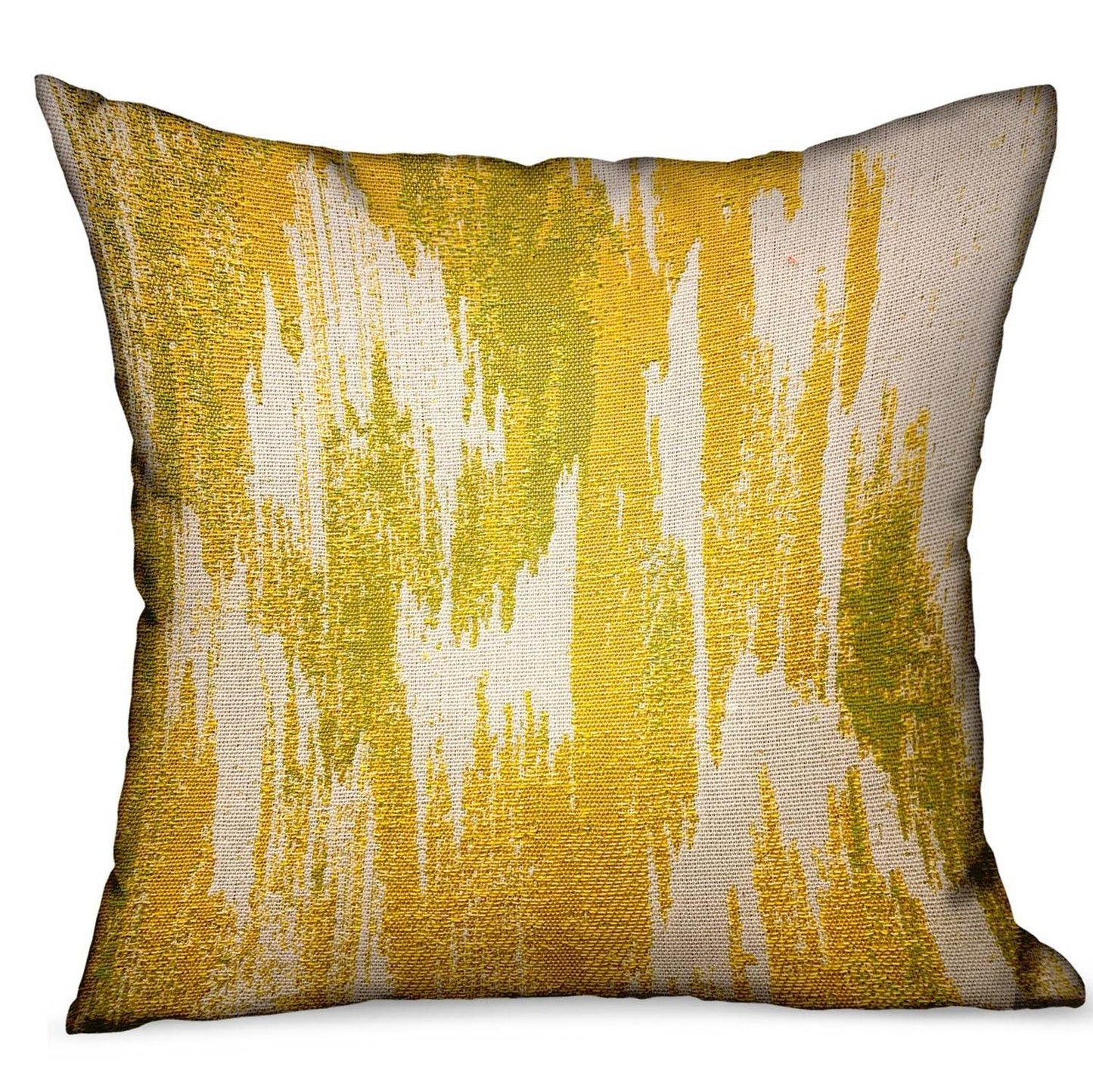 Saffron Love Yellow Ikat Luxury Outdoor/Indoor Throw Pillow - Plutus Brands