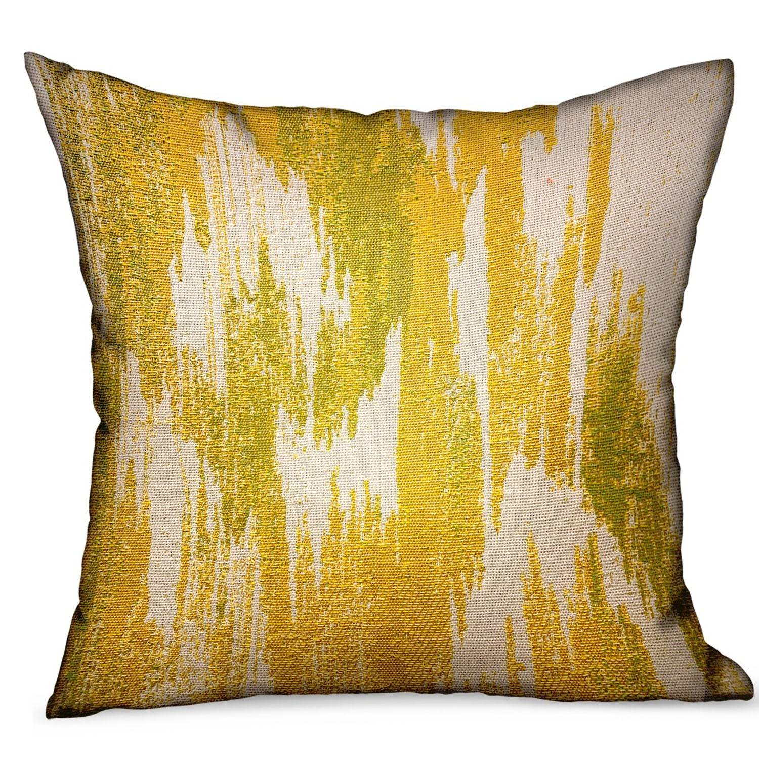 Saffron Love Yellow Ikat Luxury Outdoor/Indoor Throw Pillow - Plutus Brands