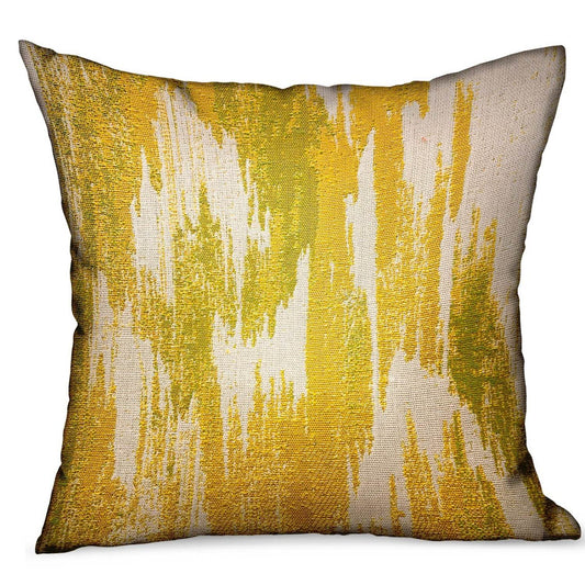 Saffron Love Yellow Ikat Luxury Outdoor/Indoor Throw Pillow - Plutus Brands