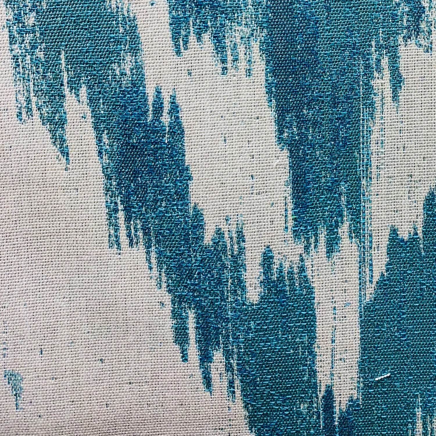 Teal Avalanche Blue Ikat Luxury Outdoor/Indoor Throw Pillow - Plutus Brands