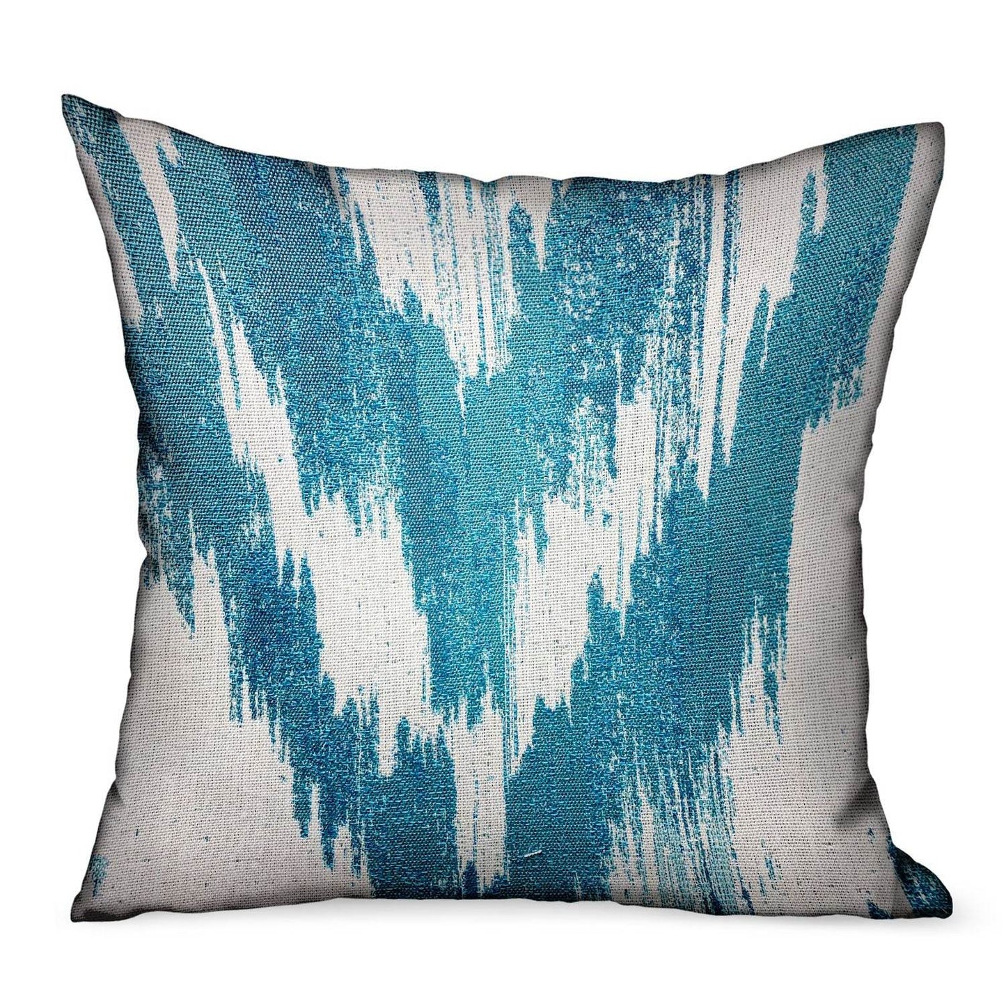 Teal Avalanche Blue Ikat Luxury Outdoor/Indoor Throw Pillow - Plutus Brands