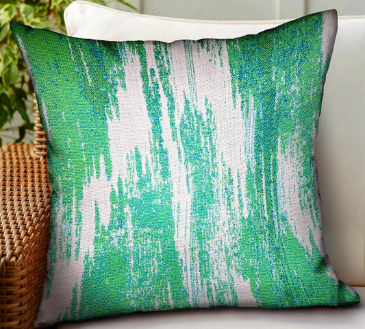 Green Avalanche Green Ikat Luxury Outdoor/Indoor Throw Pillow - Plutus Brands