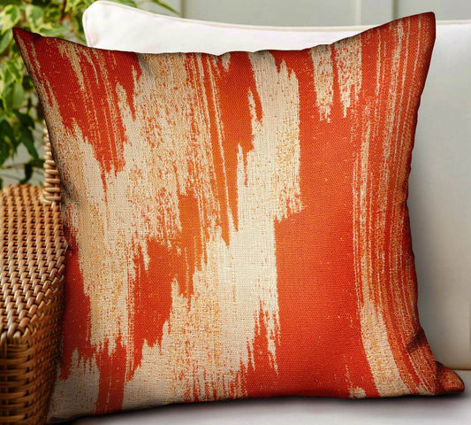 Tangelo Avalanche Orange Ikat Luxury Outdoor/Indoor Throw Pillow - Plutus Brands