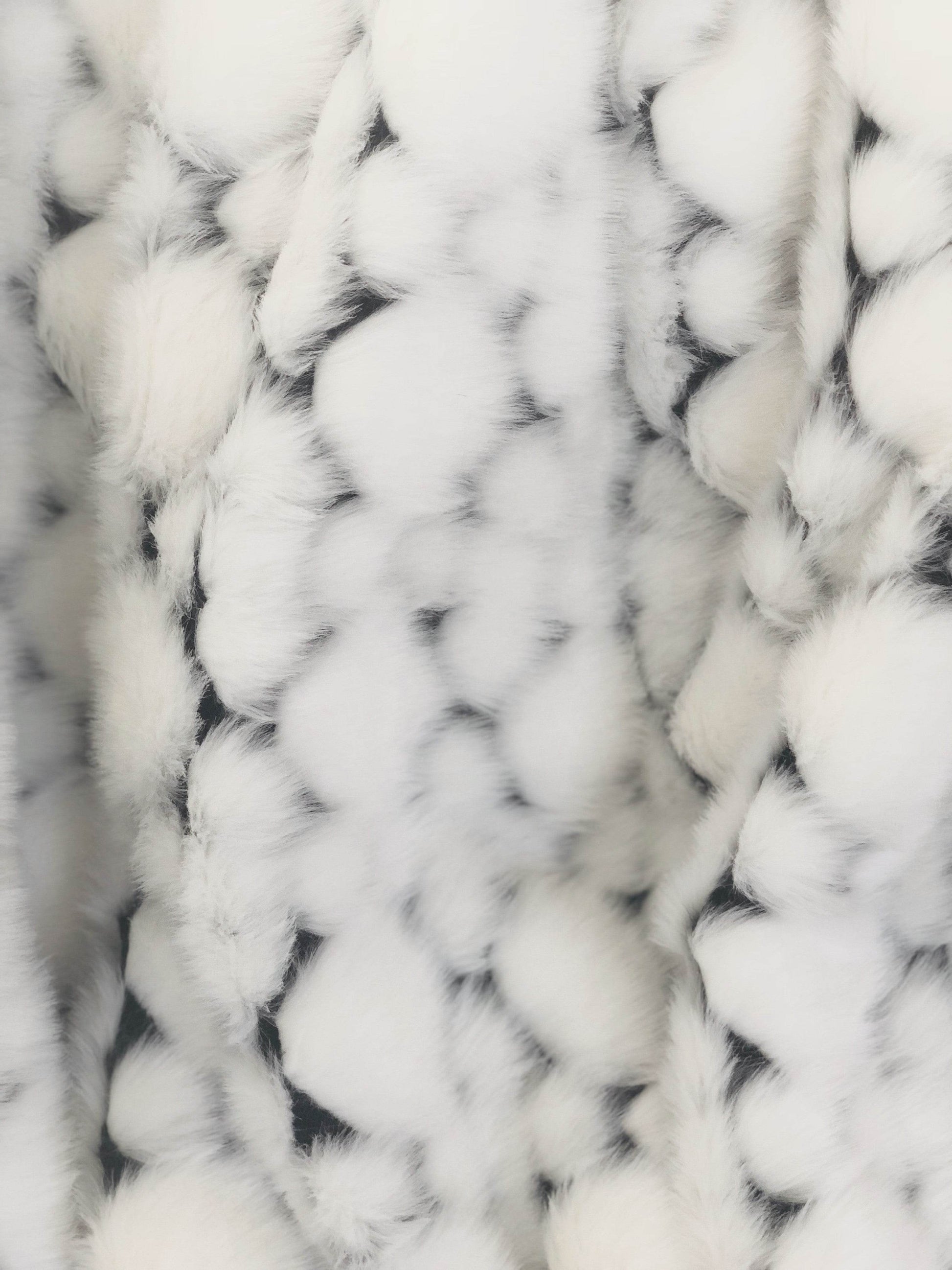 White with Black Shades Faux Fur Snow Luxury Throw - Plutus Brands