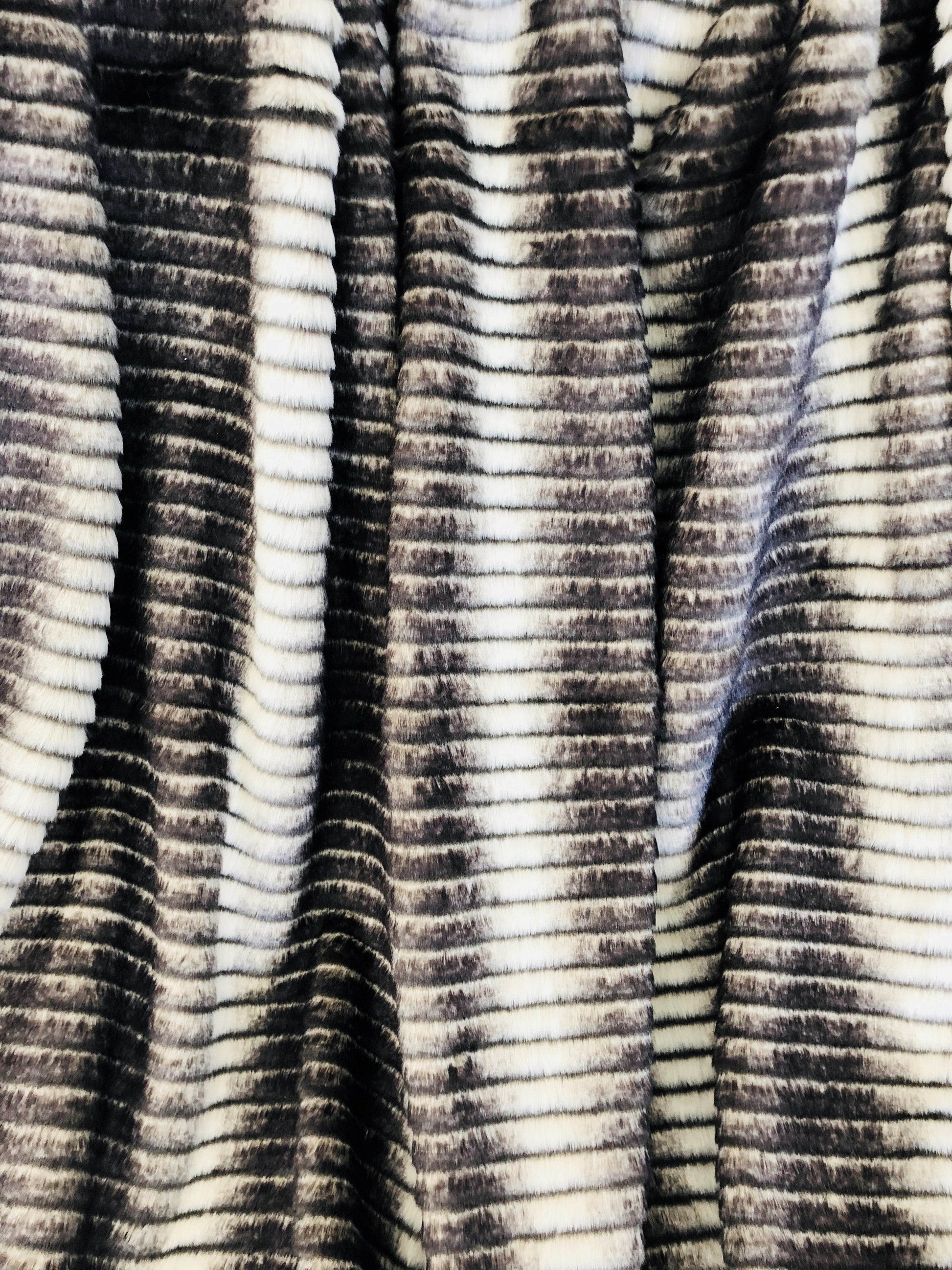 Gray and Taupe Faux Fur Luxury Throw - Plutus Brands