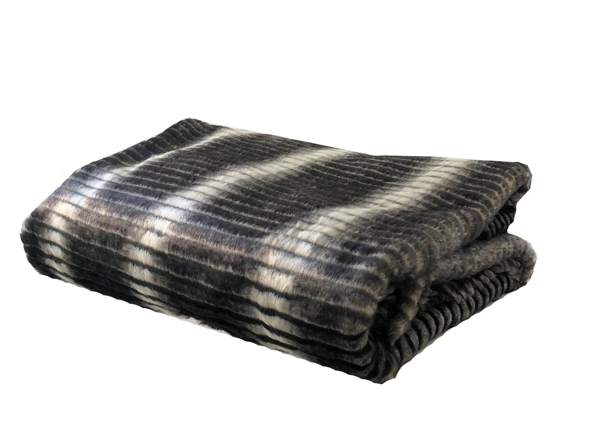 Gray and Taupe Faux Fur Luxury Throw - Plutus Brands