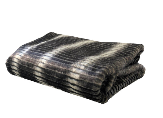 Gray and Taupe Faux Fur Luxury Throw - Plutus Brands