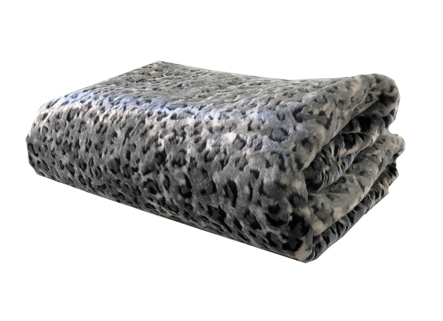 Snow Leopard Faux Fur Gray Luxury Throw - Plutus Brands