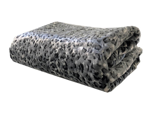 Snow Leopard Faux Fur Gray Luxury Throw - Plutus Brands