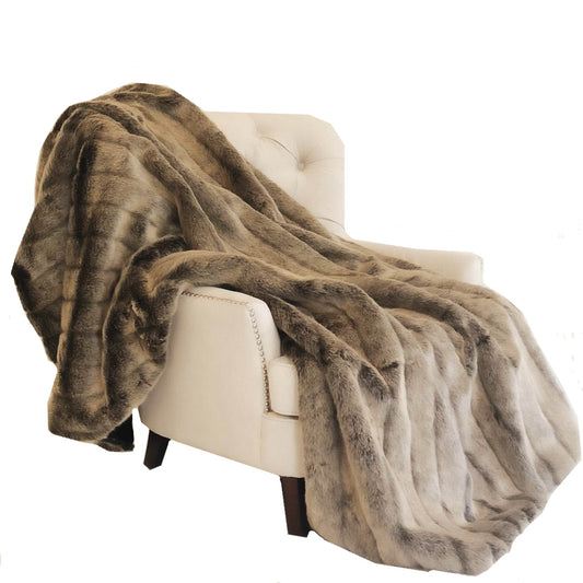 Frost Mink Dark Brown Faux Fur Luxury Throw - Plutus Brands