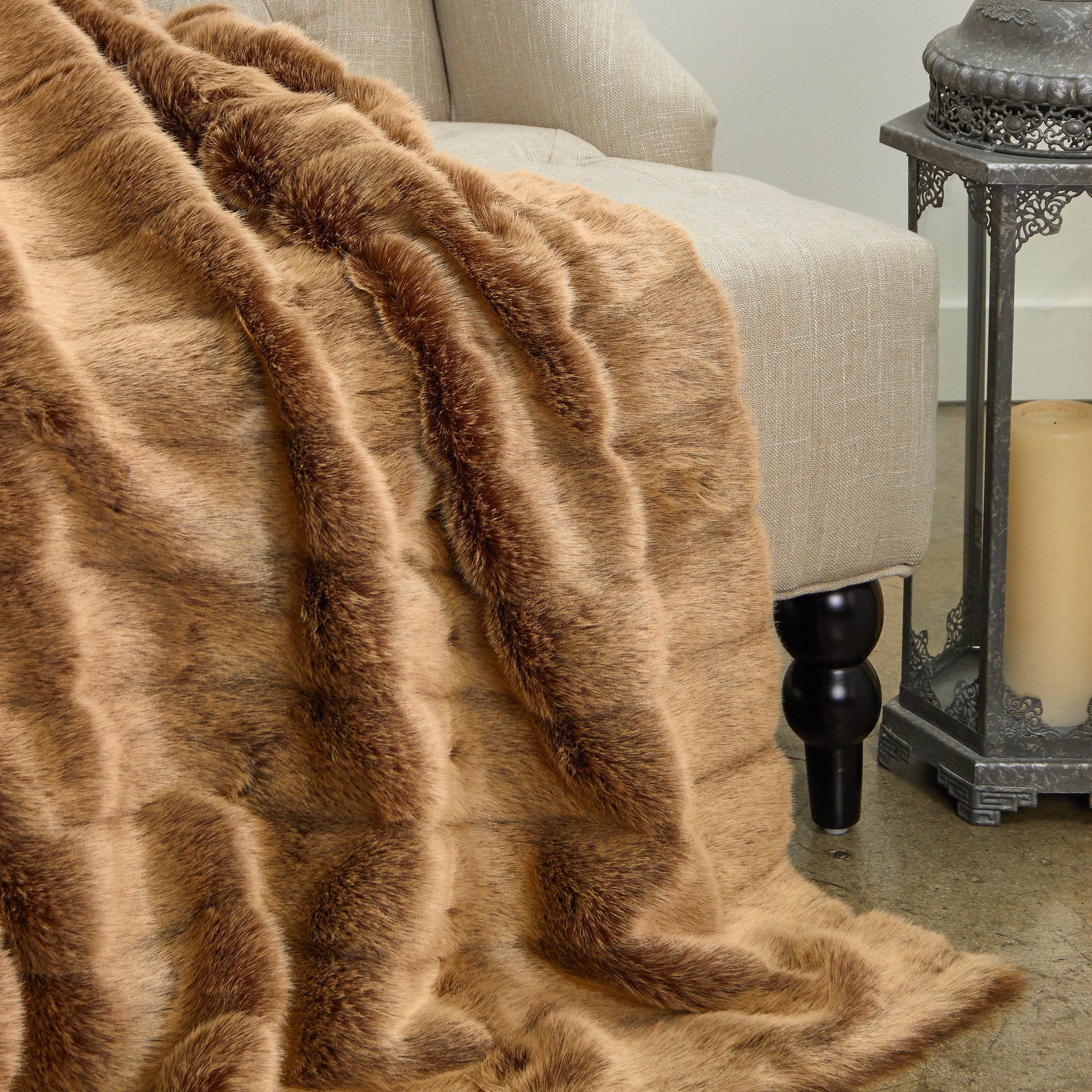 Frost Mink Light Brown Faux Fur Luxury Throw - Plutus Brands