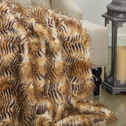Porcupine Beige Faux Fur Luxury Throw - Plutus Brands