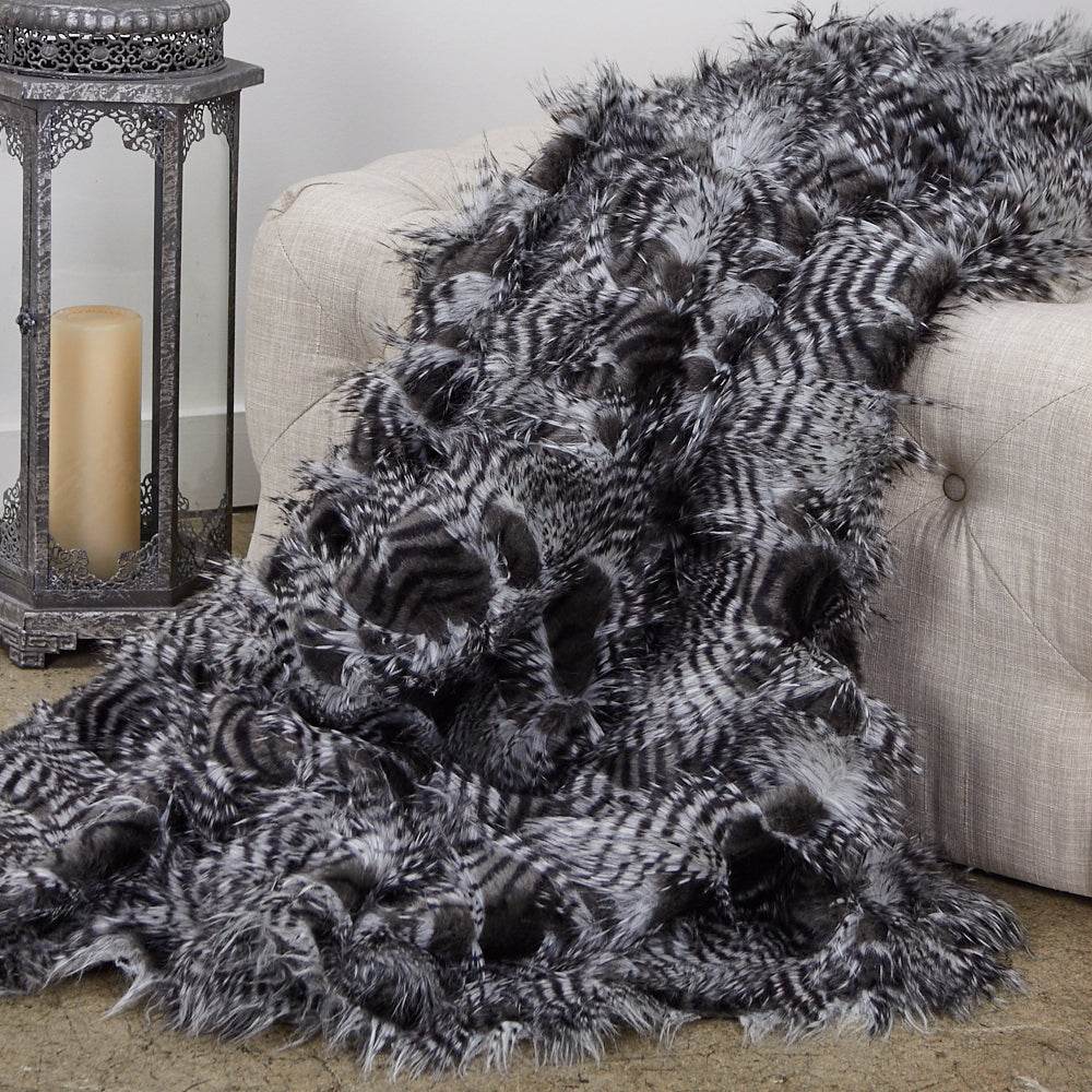 Porcupine Grey and Silver Faux Fur Luxury Throw - Plutus Brands