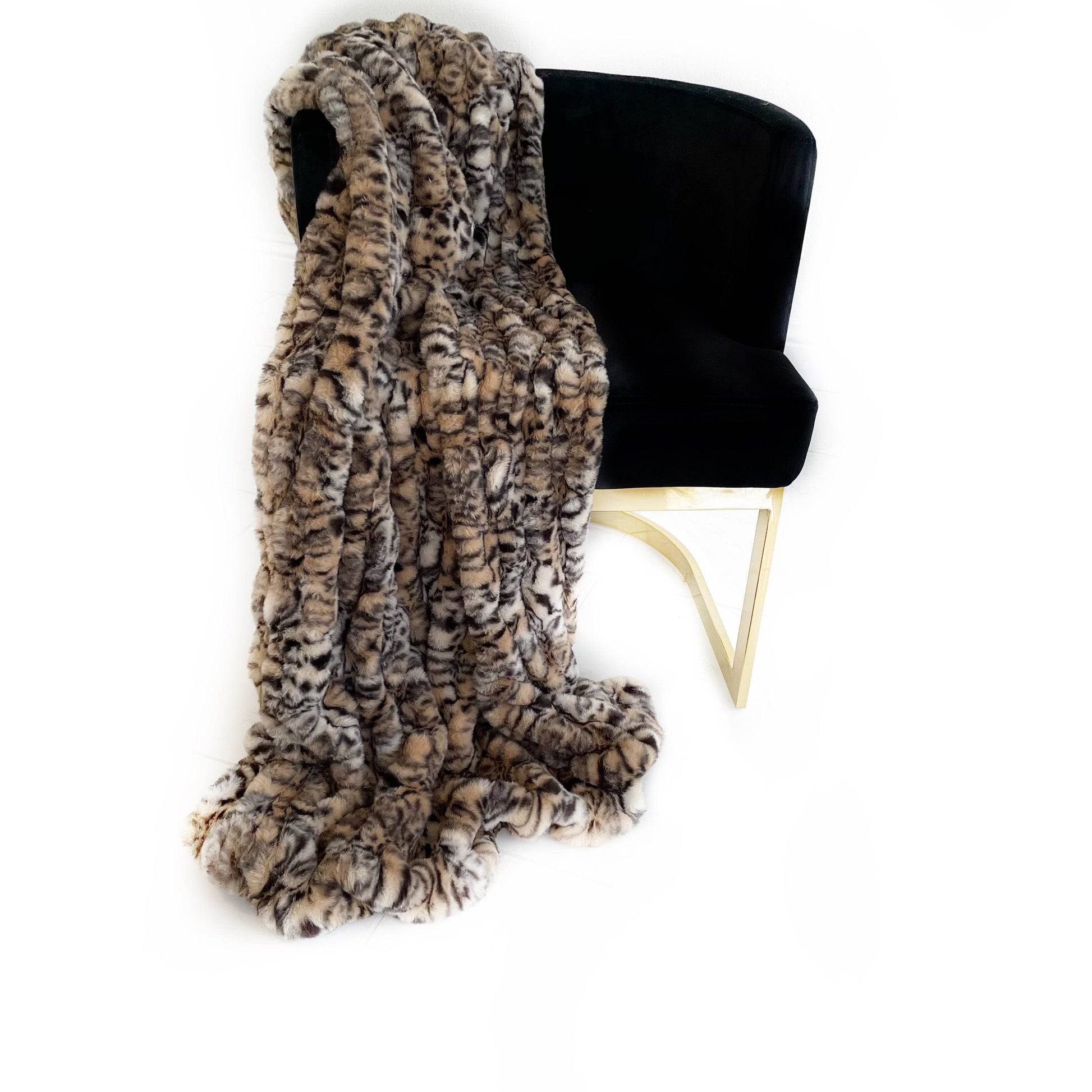 Plutus Natural Leopard Sharpei Faux Fur Luxury Throw Blanket - Plutus Brands