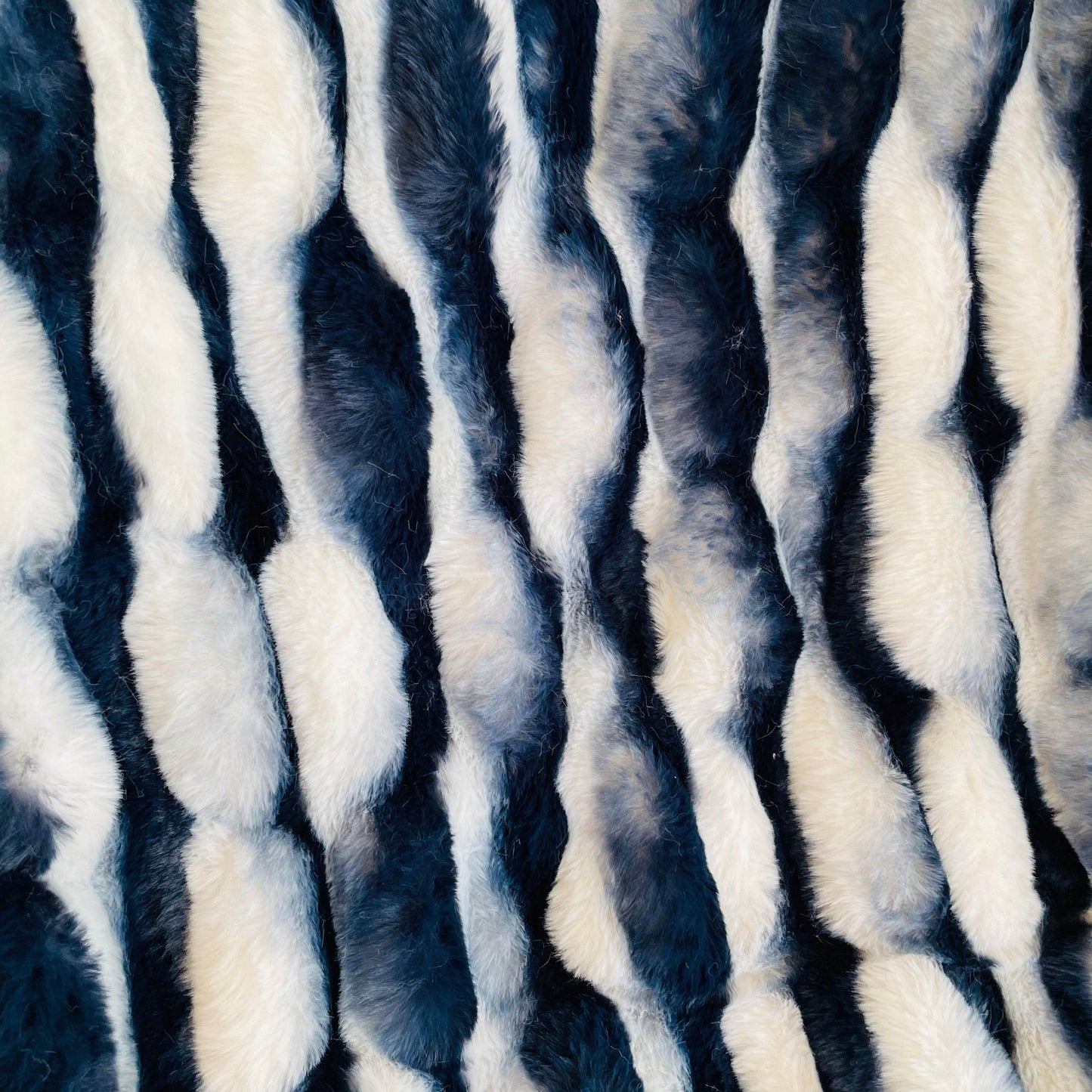 Plutus White Navy Snow Chinchilla Faux Fur Luxury Throw Blanket - Plutus Brands