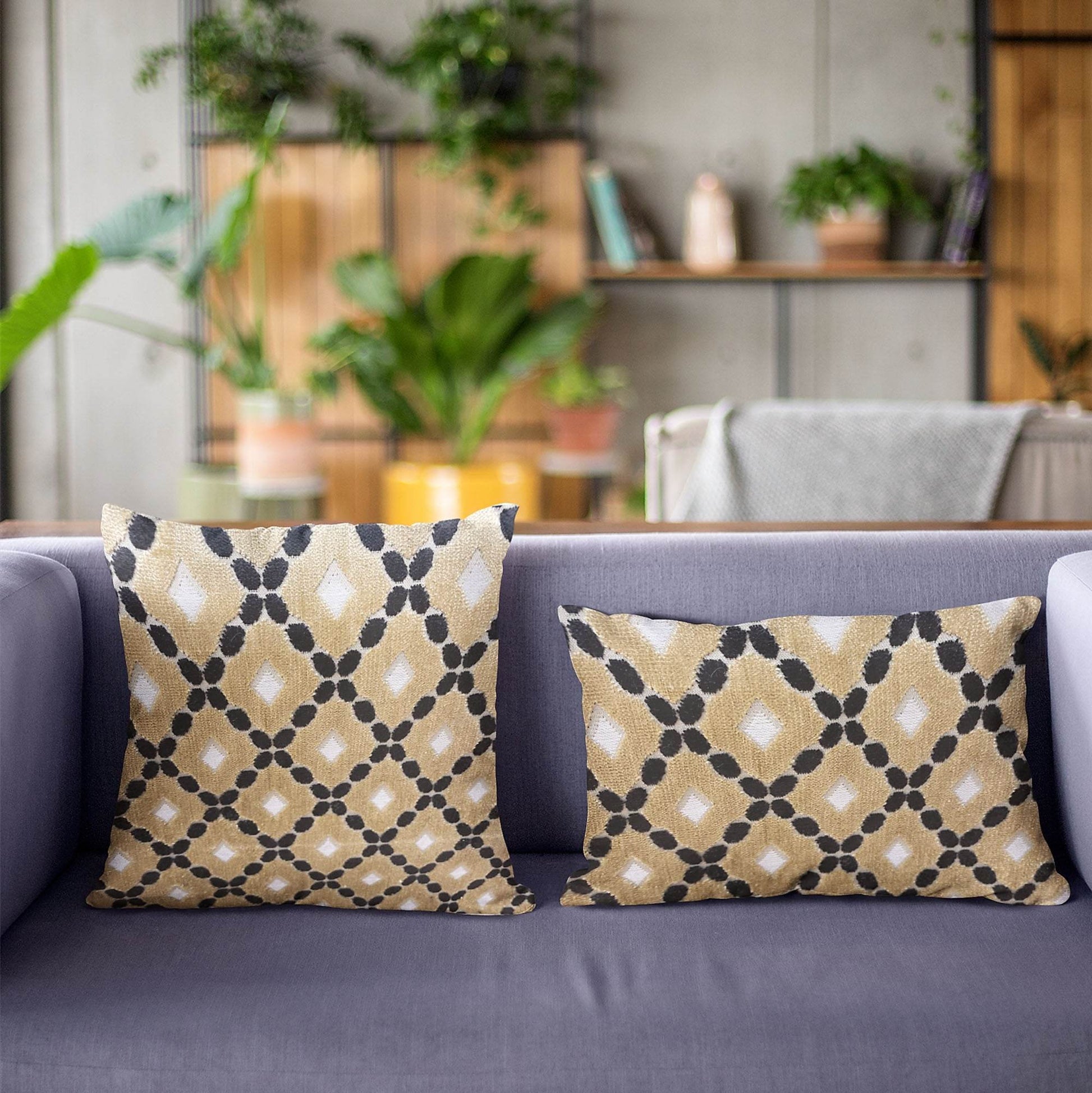 Plutus Velvet Majestic Gold, Black, Cream Handmade Luxury Pillow - Plutus Brands