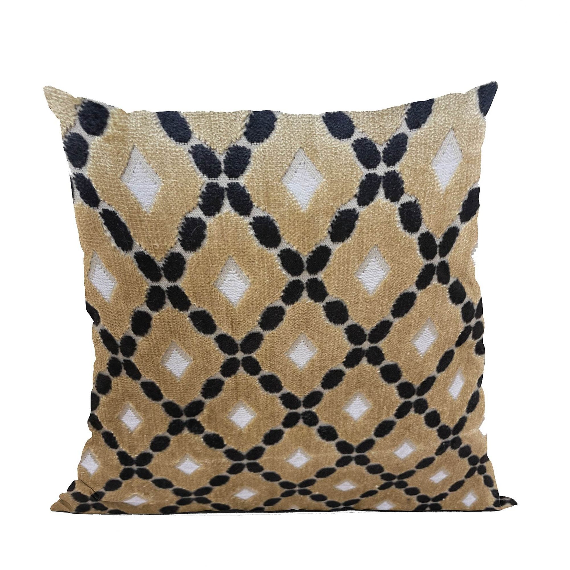 Plutus Velvet Majestic Gold, Black, Cream Handmade Luxury Pillow - Plutus Brands