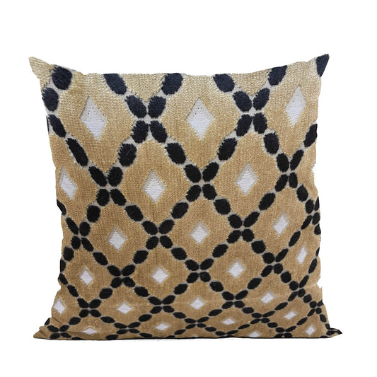 Plutus Velvet Majestic Gold, Black, Cream Handmade Luxury Pillow - Plutus Brands