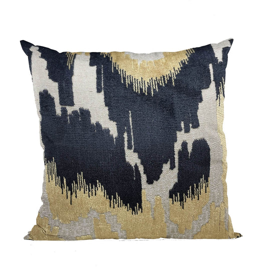Plutus Velvet Glamour Black, Gold, Cream Handmade Luxury Pillow - Plutus Brands