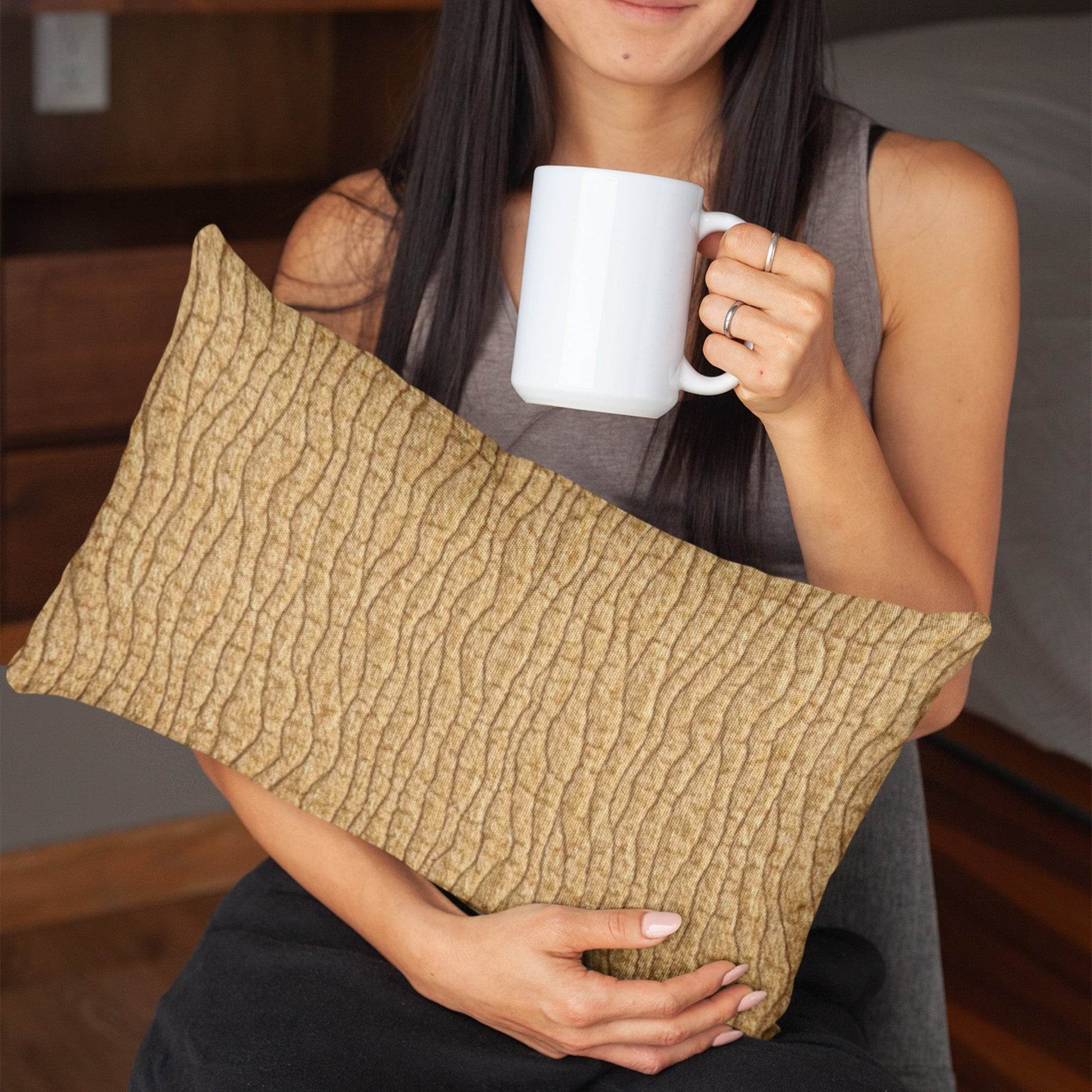 Plutus Yellow Desert Lines Luxury Throw Pillow - Plutus Brands