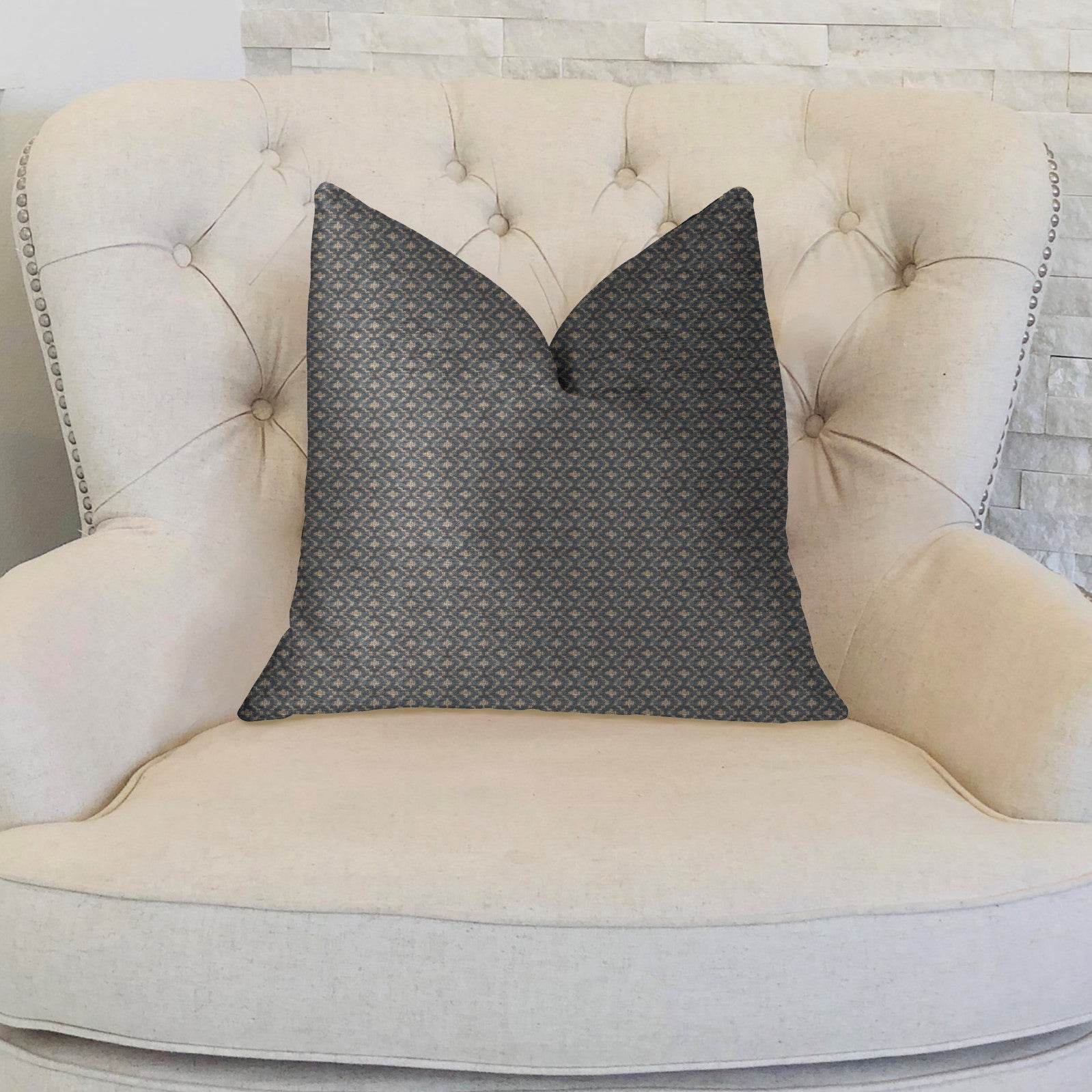 Cleopatra Blue and Gold Luxury Throw Pillow - Plutus Brands