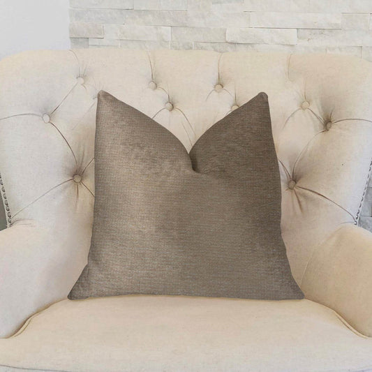 Café au lait Brown and Beige Luxury Throw Pillow - Plutus Brands