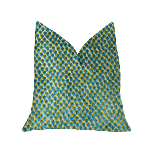 Sea Green Iota Turquoise Luxury Throw Pillow - Plutus Brands