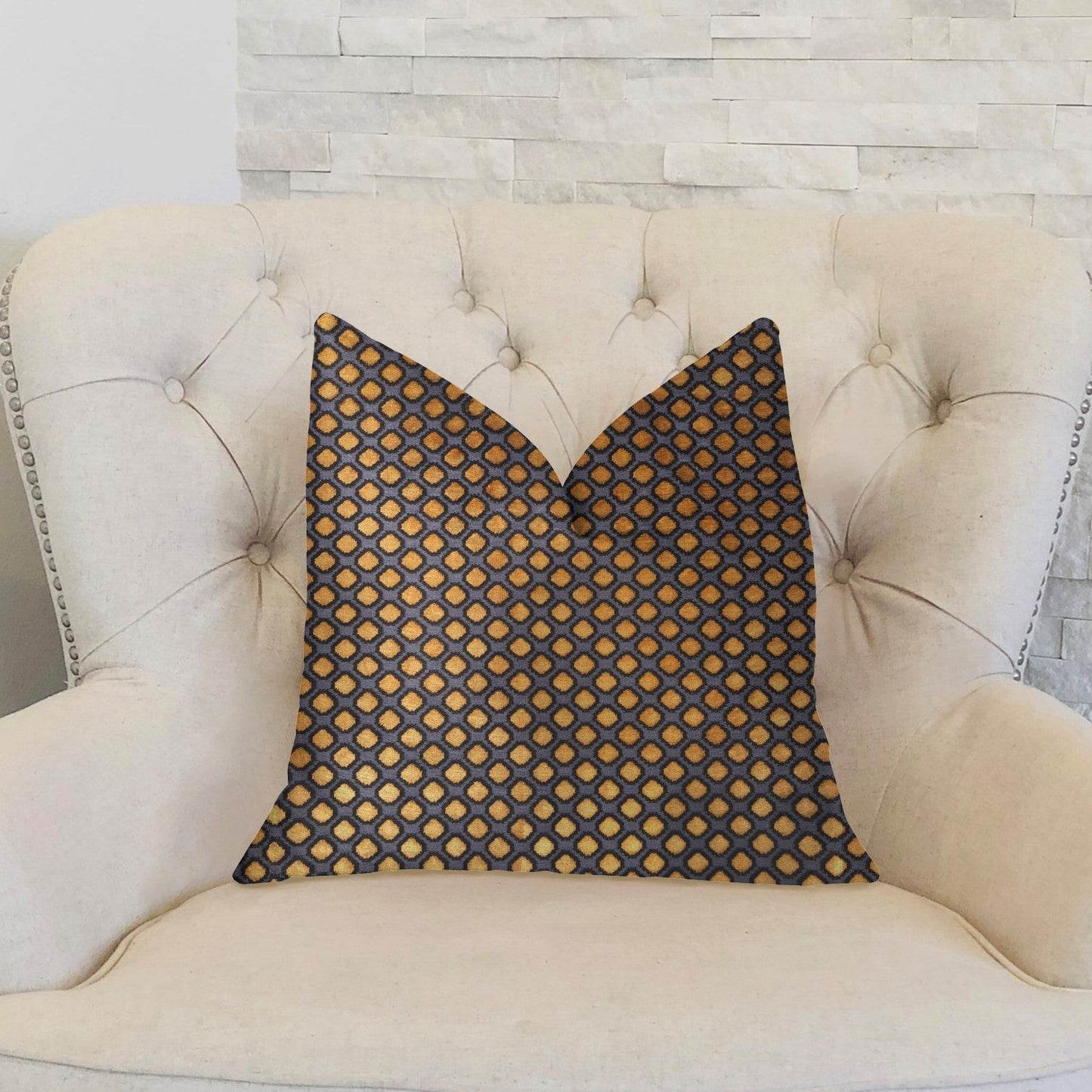 Aliza Gold and Gray Luxury Throw Pillow - Plutus Brands
