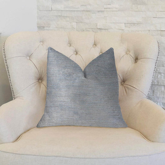 Icy Sky Blue and Silver Luxury Throw Pillow - Plutus Brands