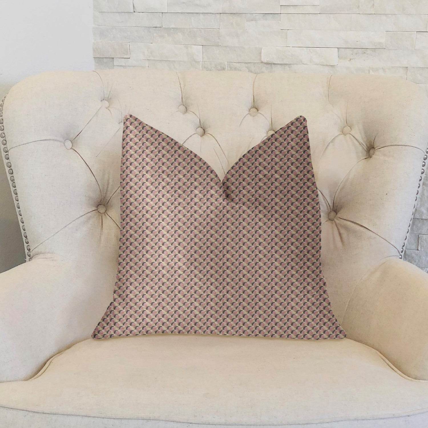Ellie Pearl Pink and Ivory Luxury Throw Pillow - Plutus Brands
