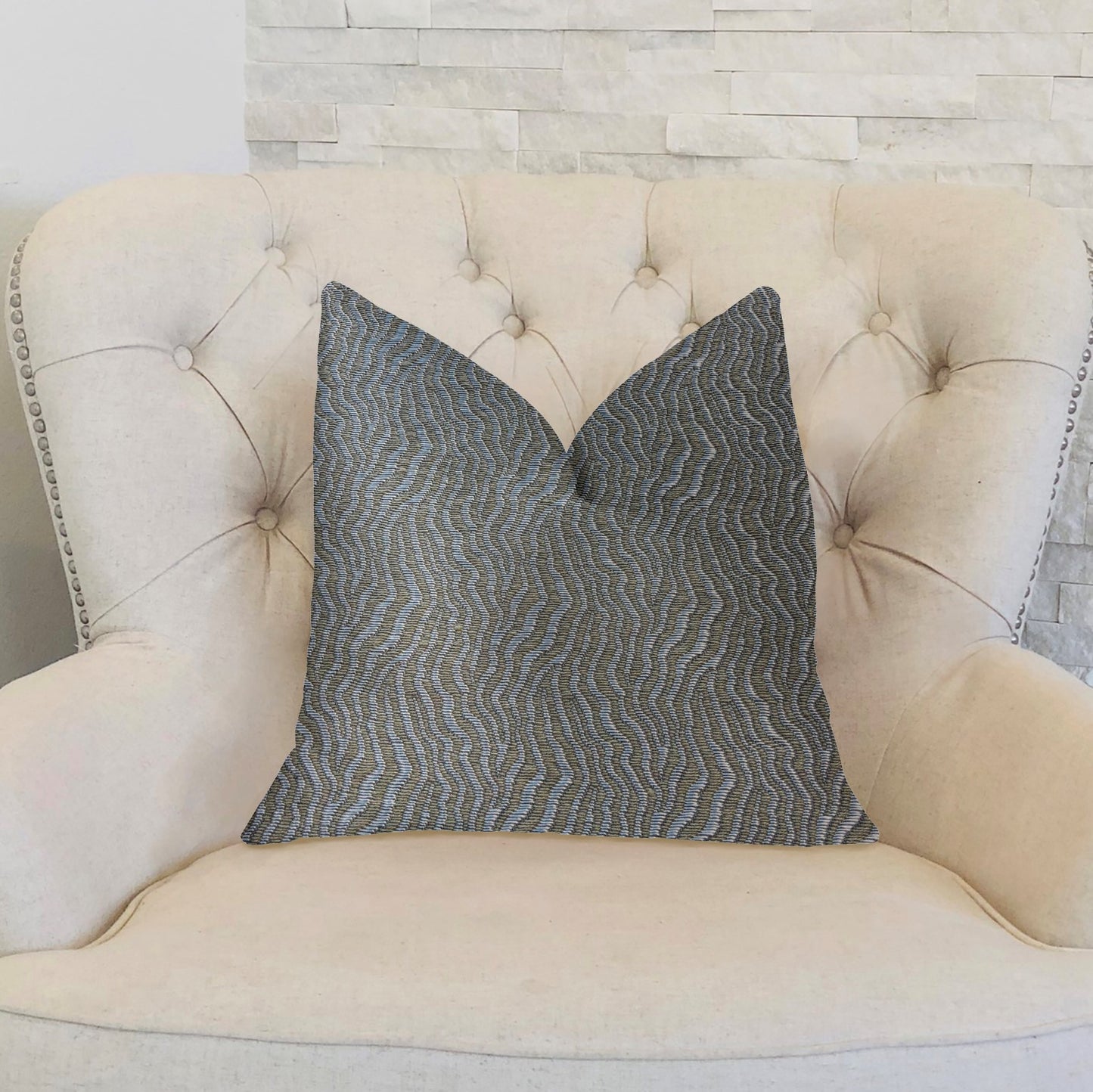 Dusky Veined Silver and Taupe Luxury Throw Pillow