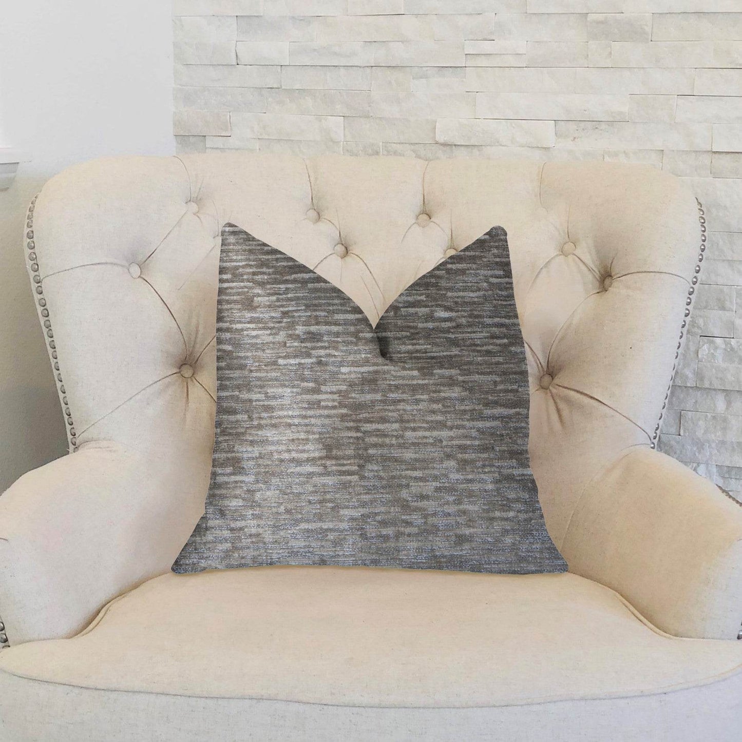 Montage Beige Luxury Throw Pillow - Plutus Brands