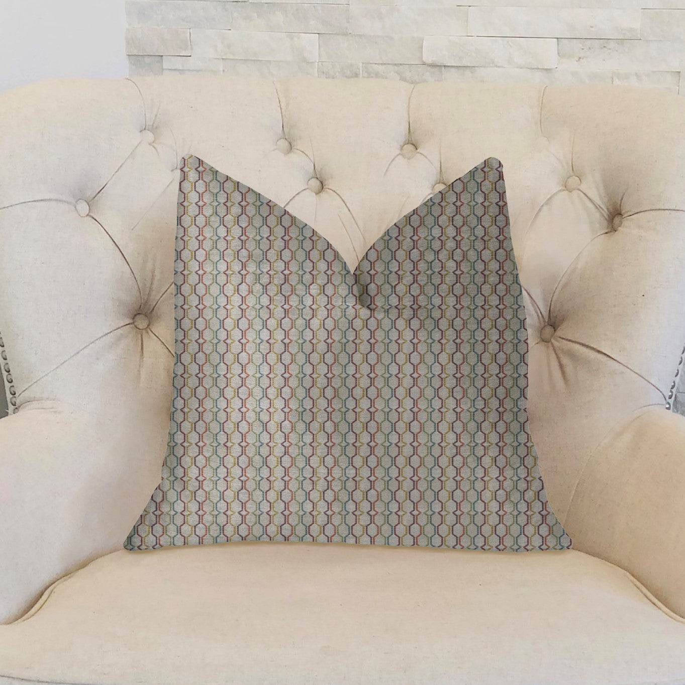 Jazzy Straw Multicolor Luxury Throw Pillow - Plutus Brands