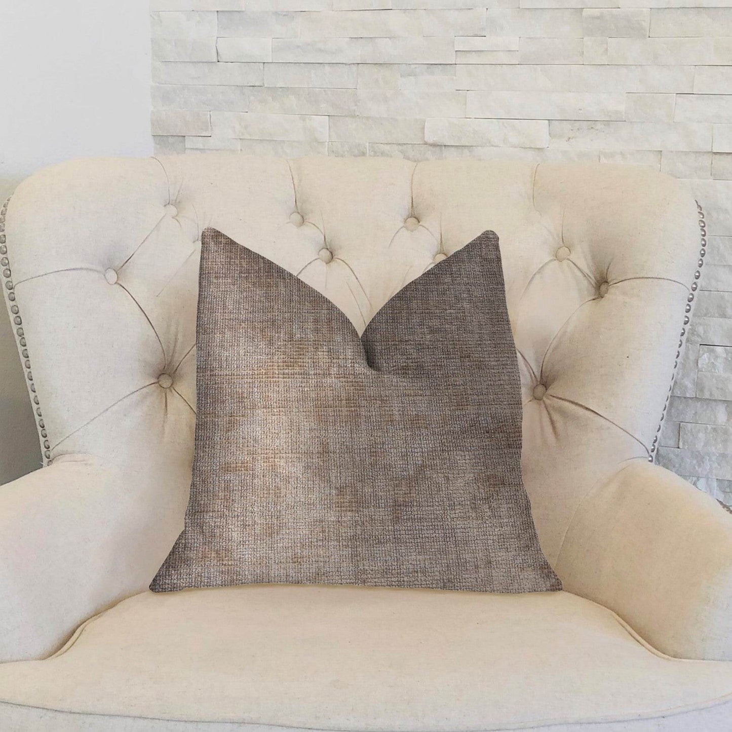 Monroe Bisque Beige Luxury Throw Pillow - Plutus Brands