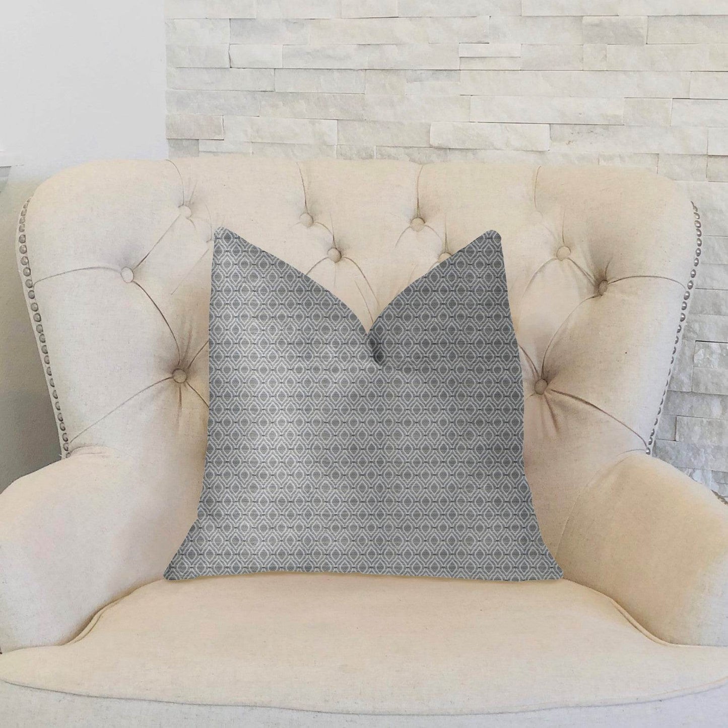 Deluxe Rockland Beige and Silver Luxury Throw Pillow - Plutus Brands