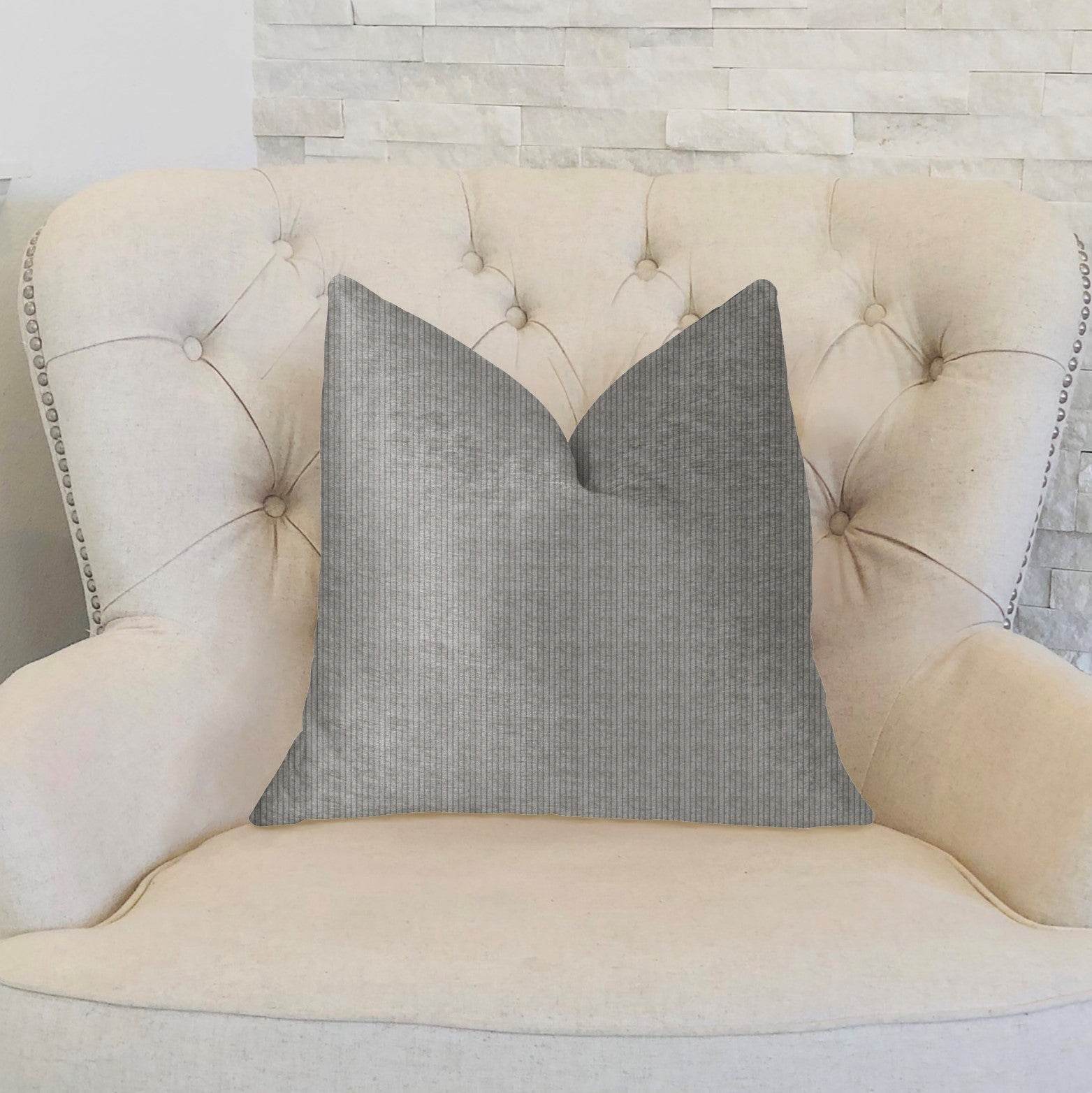 Fremont Gray and Silver Luxury Throw Pillow - Plutus Brands